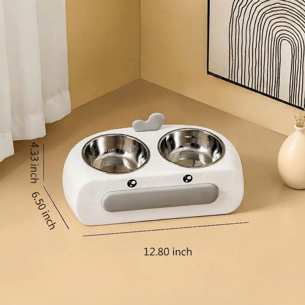 Duck Design Pet Double Food And Water Bowl