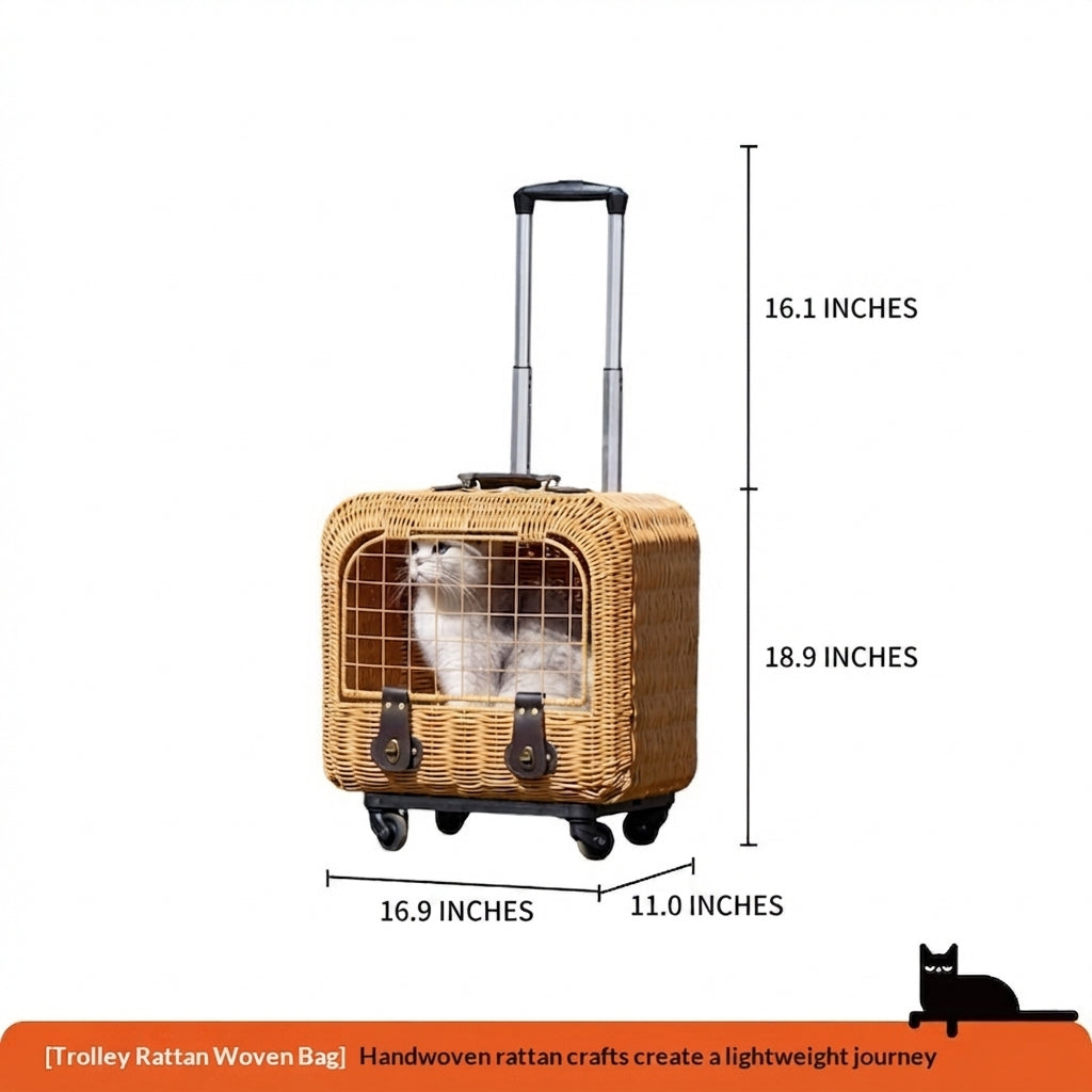 Portable Woven Pet Carrier With Ventilation And Pull Handle