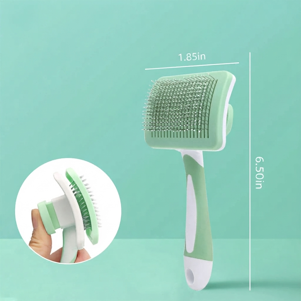 Self Cleaning Pet Slicker Brush With Gentle Hair Removal